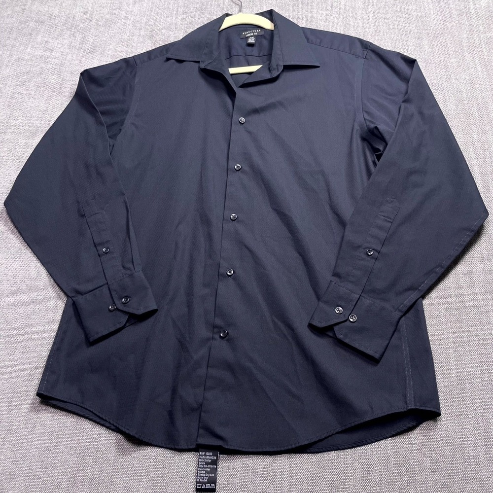Structure Dress Shirt Mens M 15-15.5 Black Modern Fit Business Career Button Up